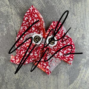 Handmade Ribbon Pin red [limited edition of 1 pieces Now in stock!]