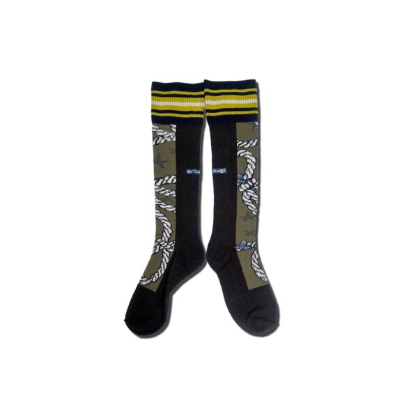 Twist Rope Ribbon High Socks Khaki [Limited Quantity Reservation Item] - 画像 (2)