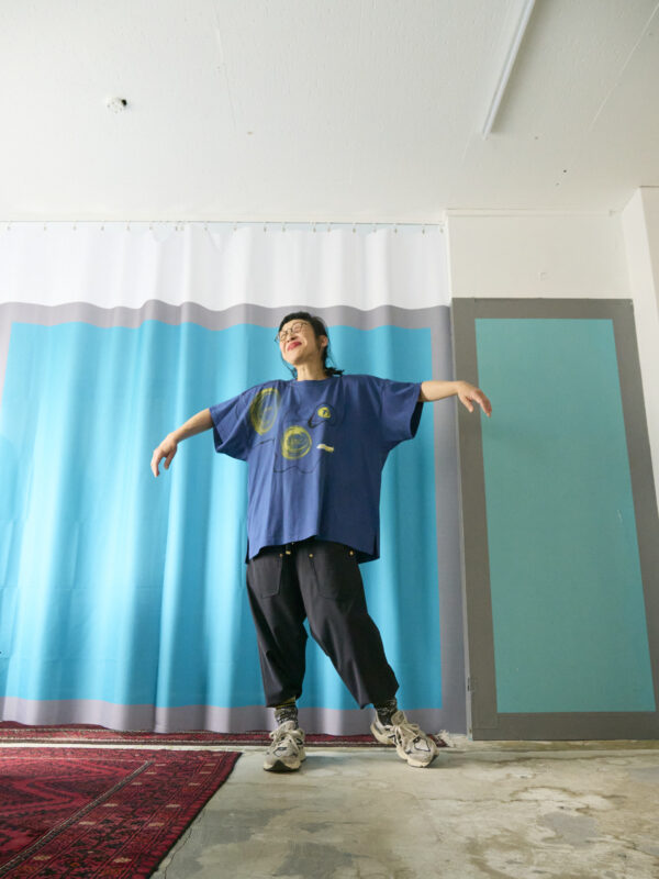 Handpainted Tee sizeF strait blue [limited edition of 1 pieces Now in stock!] - 画像 (5)