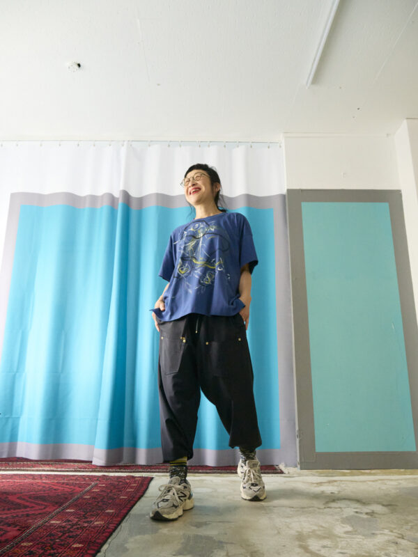 Handpainted Tee size01 strait blue [limited edition of 1 pieces Now in stock!] - 画像 (7)
