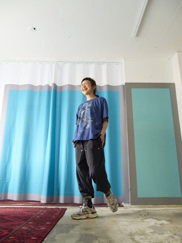 Handpainted Tee size01 strait blue [limited edition of 1 pieces Now in stock!] - 画像 (9)