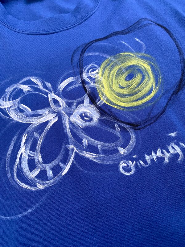 Handpainted Tee size01 strait blue [limited edition of 1 pieces Now in stock!] - 画像 (4)