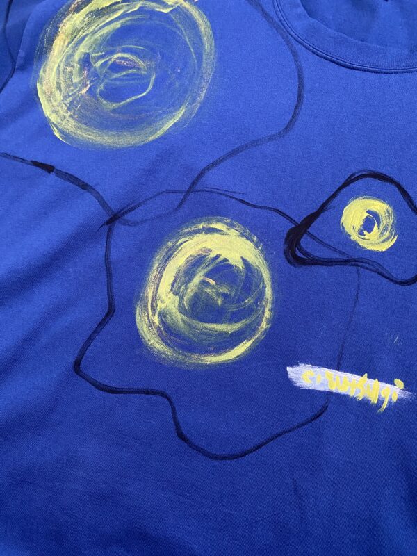 Handpainted Tee sizeF strait blue [limited edition of 1 pieces Now in stock!] - 画像 (4)