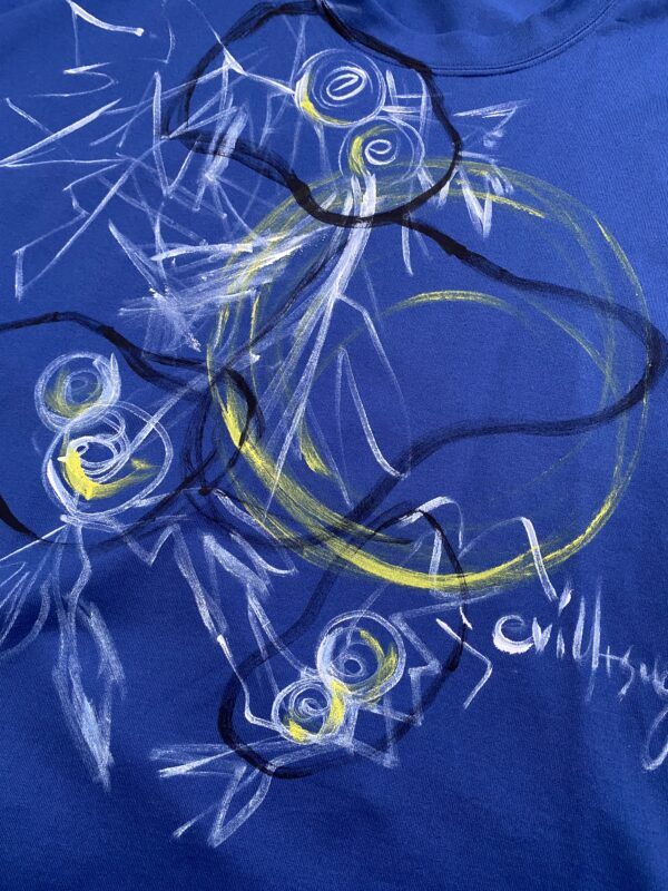 Handpainted Tee size01 strait blue [limited edition of 1 pieces Now in stock!] - 画像 (4)