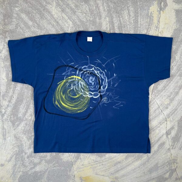 Handpainted Tee size01 strait blue [limited edition of 1 pieces Now in stock!]