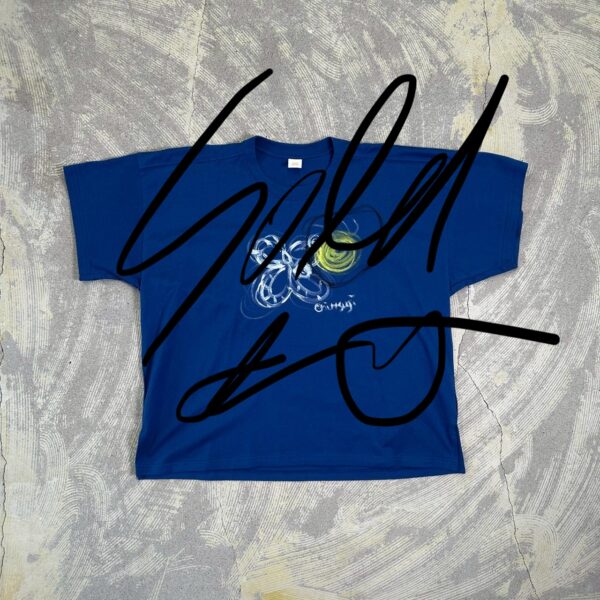 Handpainted Tee size01 strait blue [limited edition of 1 pieces Now in stock!]