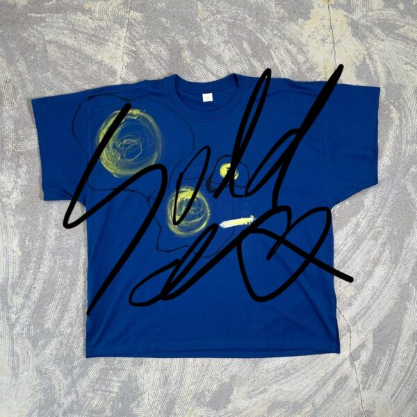 Handpainted Tee sizeF strait blue [limited edition of 1 pieces Now in stock!]