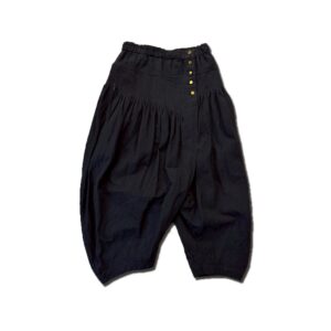 Linen Cotton Gather Pants BLACK [Limited Quantity Riservation Item]